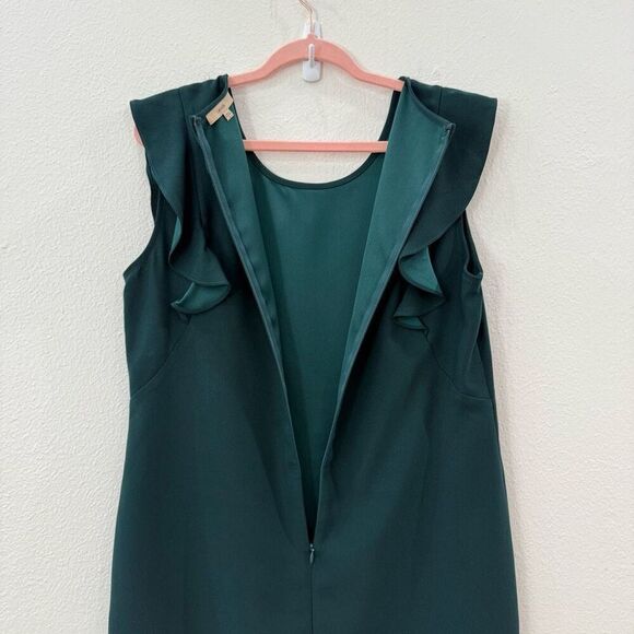 Lark and Ro Jade Green Mesh Ruffle Mini Dress Size Large Sleeveless Boho - Picture 4 of 7